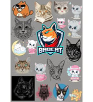 Kediler Sticker Set 14 Parça Telefon, Tablet, Defter, Laptop Sticker