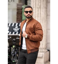 Unisex Süet Kolej Ceket - Günlük ve Spor Kombinlerin Vazgeçilmezi (Kahverengi)