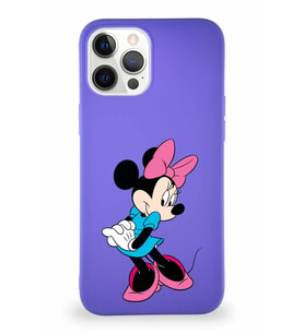 Apple iPhone 12 Pro Max Soft Premier Kapak Minnie Mouse-F Tasarımlı Silikon Kılıf - Mor (Şeffaf)
