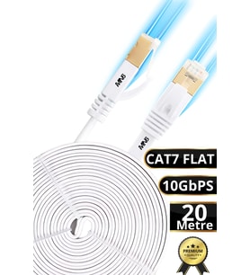 MN6 M112GM 20 Metre Cat7 Flat Kablo/10GBPS-600MHZ-RoHs Sertifikalı/Cat7 Ethernet Kablosu (Beyaz)