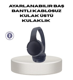Bluetooth 5.0 Siyah Kablosuz Kulaklık 18 Saat Batarya Katlanabilir Tasarım