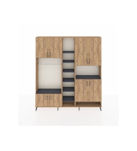 Arges Dolap 18 Raflı 8 Kapaklı Tek Askılı 220x30x243 Çam-Çam/Antrasit
