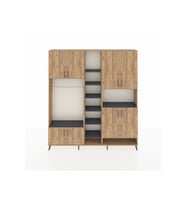 Arges Dolap 18 Raflı 8 Kapaklı Tek Askılı 220x30x243 Çam-Çam/Antrasit