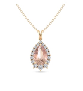 Morganite Pırlanta Kolye (Altın-Beyaz)