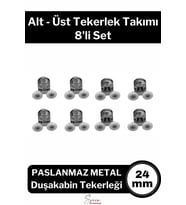 Dayanıklı Duşakabin Tekerleği Alt Üst Sürgülü Cam Kabin Tekeri Rulman Metal Gövdeli 8 li Set