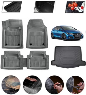 Honda Civic Hatchback 2012-2016 Uyumlu Paspas Araca Özel Bagaj Havuzu MBS Gri