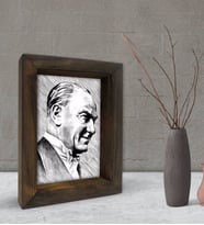 BK Gift Atatürk Tasarımlı Dekoratif Doğal Masif Ahşap Çerçeve 15x20cm-32 (Beyaz)