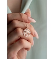 925 Ayar Gümüş Rose Kaplama Hayat Ağacı Kolye