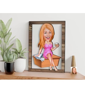 BK Gift Kişiye Özel Kadın Patron Karikatürlü 3D Ahşap Tablo, Sevgiliye Hediye, Arkadaşa Hediye, Yıl Dönümü Hediyesi, Doğum Günü Hediyesi-7