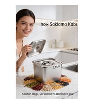 Premium Inox Saklama Kabı - Hava Sızdırmaz Mutfak Düzenleyici 14x11 cm 304 Paslanmaz Çelik