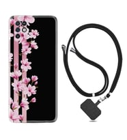 INFINIX Note 11 Pro Note 10 Hot 9 Play Kılıf Boyun Askılı Silikon Pink Flowers 3 1393