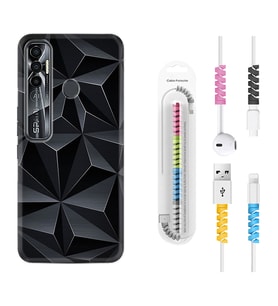 Tecno Spark 6 6 Go 8C 8 Pro 7 7 Pro Kılıf Kablo Koruma Spiral Silikon Prizmalar 1782