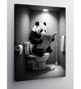 Kanvas Tablo Gazete Okuyan Panda