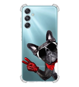 PrintiFy Samsung Galaxy M34 5G Uyumlu Köpek 2 Baskılı Şeffaf Köşe Korumalı Antişok Kılıf