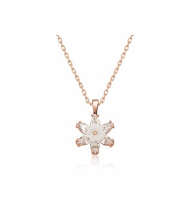 925 Ayar Gümüş Rose Beyaz Lotus Çiçeği Kolye
