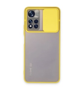 Xiaomi Redmi Note 11t Kılıf Palm Buzlu Kamera Sürgülü Silikon - Sarı