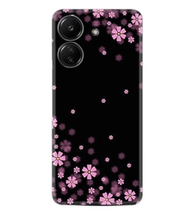Xiaomi Redmi 13c Kılıf Desenli Silikon Black Flowers 1391