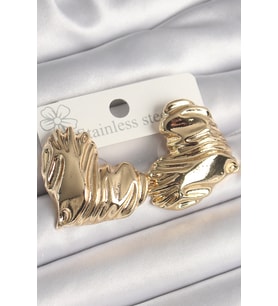 Pirinç Gold Renk İşlemeli Kalp Model Kadın Küpe TJ-BKP10242