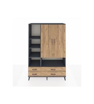 Hyperion Gardrop 8 Raflı 4 Çekmeceli 2 Kapaklı 132x44x195 Antrasit-Çam