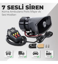Her Araca Uyumlu Universal 7 Sesli Polis Sireni Konuşmalı Mikrofonlu