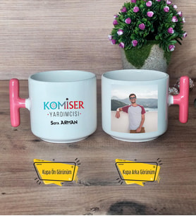 Komiser Yardımcısı Kupa Bardak Fotoğraflı T Pembe Kulplu 10 Nisan Polisler Günü Hediyesi