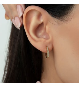 Usho Jewelry 925 Ayar Gümüş Altıgen Taşlı Küpe, Kadın Küpe