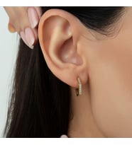 Usho Jewelry 925 Ayar Gümüş Altıgen Taşlı Küpe, Kadın Küpe