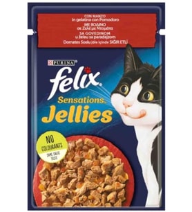 Felix Sensations Pouch Jöle Içinde Sığır Etli Ve Domatesli Yetişkin Kedi Yaş Mama 85 gr X 12 Adet