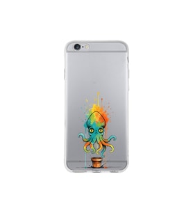 iPhone 6 ile uyumlu Splash ahtapot tasarımlı şeffaf silikon kılıf
