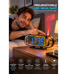 Lexroo Modern LED Masa Saati Dijital Ekranlı Alarm Parlaklık Ayarlı 12 24 Saat Sıcaklık Göstergeli