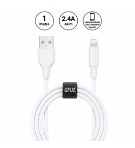 Gfuz CA58 2.4A UsbA to Lightning Data ve Hızlı Şarj Kablosu Beyaz
