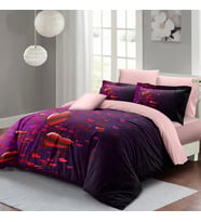 MONOHOME Sevgililer Günü Çift Kişilik Nevresim Takımı %100 Pamuk Saten Purple Love (Mor)