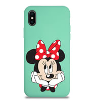 Apple iPhone XS Max  Lansman Kılıf Minnie Mouse Tasarımlı Altı Kapalı İçi Kadife Kaplı  Kapak (Şeffaf)