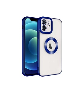 Apple iPhone 12 Uyumlu Kılıf Kamera Korumalı Logo Gösteren Zore Omega Kapak (Açık Mavi)