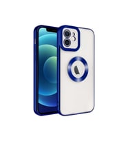Apple iPhone 12 Uyumlu Kılıf Kamera Korumalı Logo Gösteren Zore Omega Kapak (Açık Mavi)