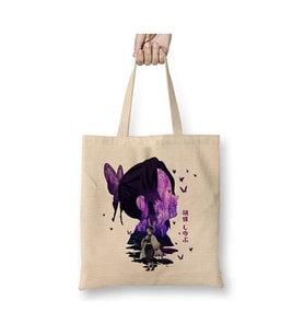 Shinobu Kocho Butterfly Bez Çanta Uzun Saplı Alışveriş Çantası Plaj Çantası (Beyaz)