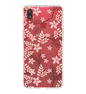Samsung Galaxy A10s Uyumlu Kapak Floral Kırmızı Tasarımlı Şeffaf Silikon Kılıf
