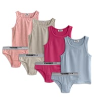 Yohannes Club, Kız Çocuk, Pamuklu Slip&Atlet, Alt-Üst,  (3 Çift ve 4 çift Takım seçenekli) (Model 8)