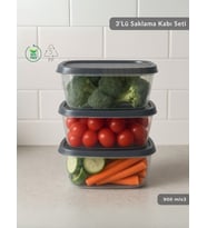 3'lü Saklama Kabı Seti Kare Erzak Kabı Bpa Free Derin Dondurucu için Uygun 900 ml