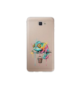 Samsung Galaxy J7 Prime ile Uyumlu Splash Bukalemun Tasarımlı Şeffaf Silikon Kılıf