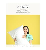 2 Adet 1000 gr Boncuk Silikon Elyaf Dolgulu Yastık 50x70 cm Antialerjik Yık