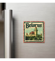 Belarus Belarus - Posta Pulu Temalı Ülke - Baskılı Buzdolap Magneti Kare - 9x9 cm
