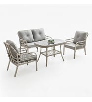 Capri Swing Pisa İkili Rattan Bahçe Balkon Oturma Grubu Beyaz 752