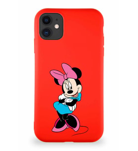 Apple iPhone 11 Soft Premier Kapak Minnie Mouse-D Tasarımlı Silikon Kılıf - Kırmızı (Şeffaf)