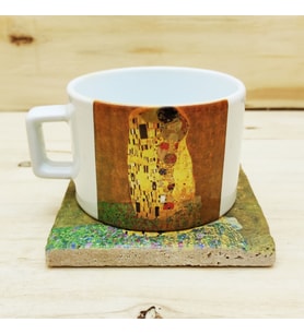Gustav Klimt Set 4 - Çay/Kahve Fincanı-Traverten Bardak Altlığı 1