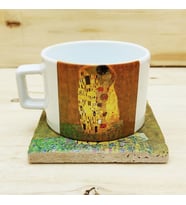 Gustav Klimt Set 4 - Çay/Kahve Fincanı-Traverten Bardak Altlığı 1