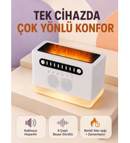 Hoparlörlü Simüle Alev Işıklı Çok Fonksiyonlu Gece Lambası