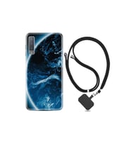 Samsung Galaxy A7 2018 Kılıf Silikon Desen Boyun Askılı Blue Planet 1610
