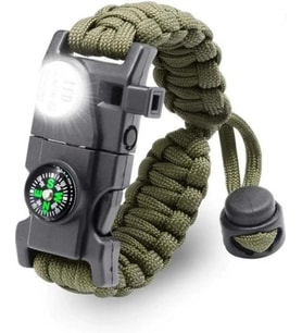 Northcity Pusulalı Fenerli Hayatta Kalma Kamp Bilekliği – 20+ İşlevli Paracord Bileklik