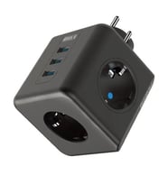 River World 2 USB Girişli ve 3 Priz Girişli Termal Akım ve Çocuk Korumalı Isıya Dayanıklı Küp Priz